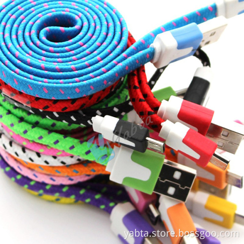 For Iphone 6 Flat Braided Nylon USB Cable 1M Colorful 8 Pin Cable